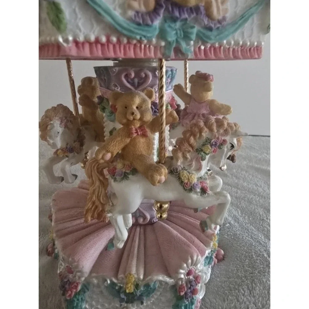 Classic Treasures Teddy Bear Carousel Music Box Plays The Teddy Bear's Picnic 9
